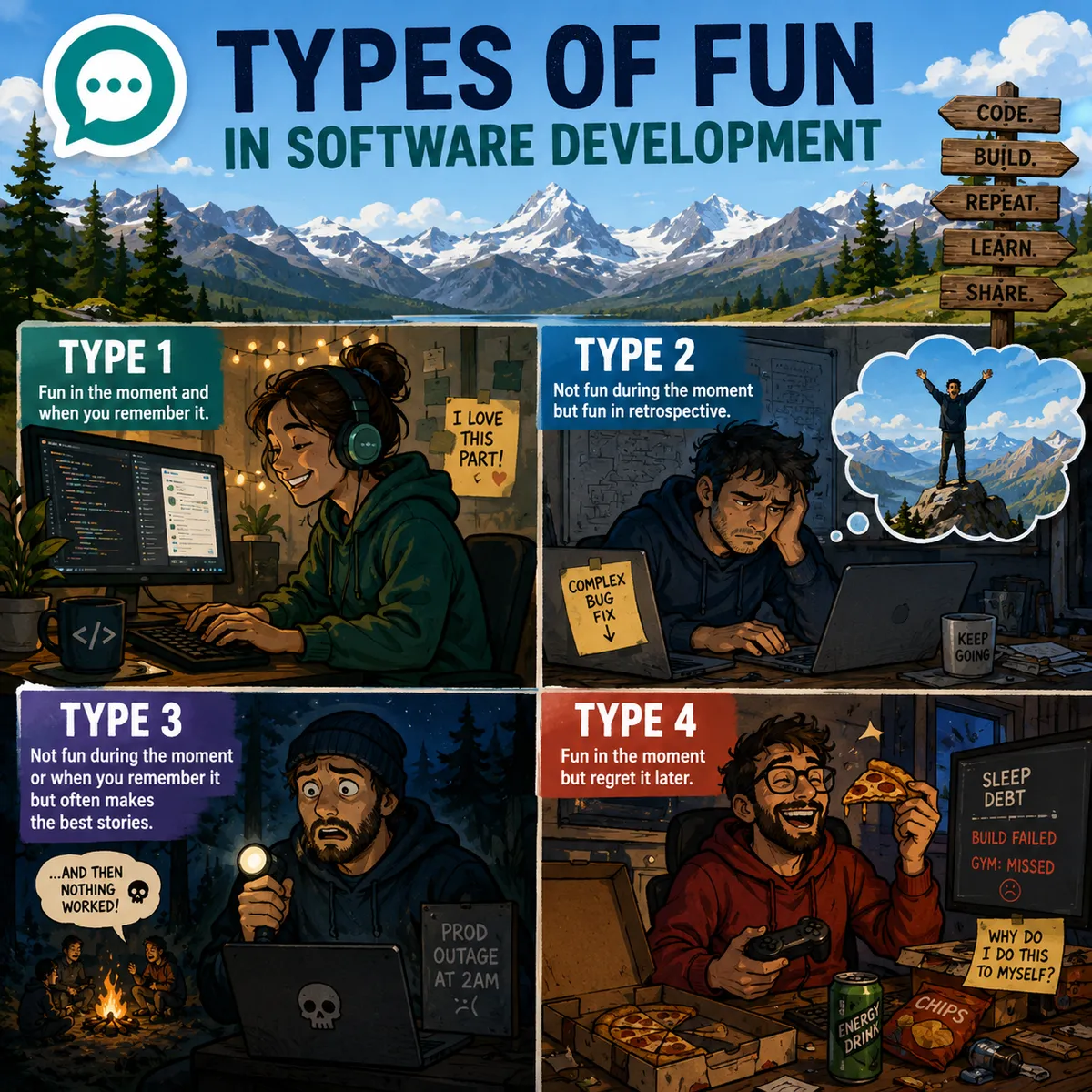 Gives examples of the 4 types of fun